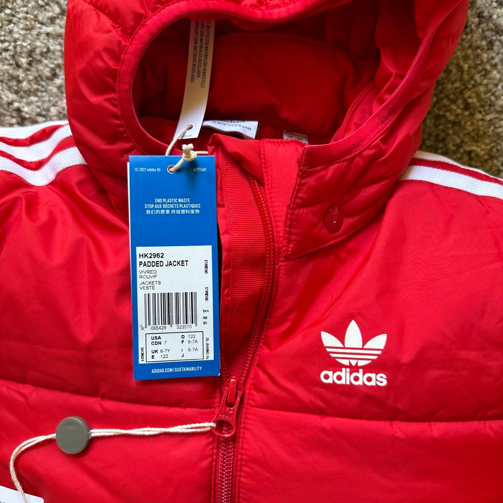 Adidas Kids Adicolor Jacket NWT Size 6/7 Red - Picture 6 of 6